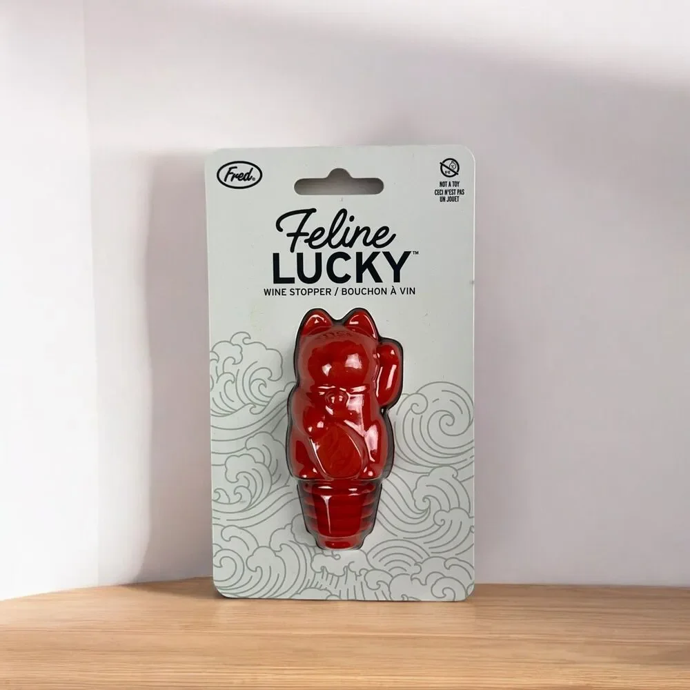 🆕 Fred Feline Lucky Cat Bottle Stopper 😻